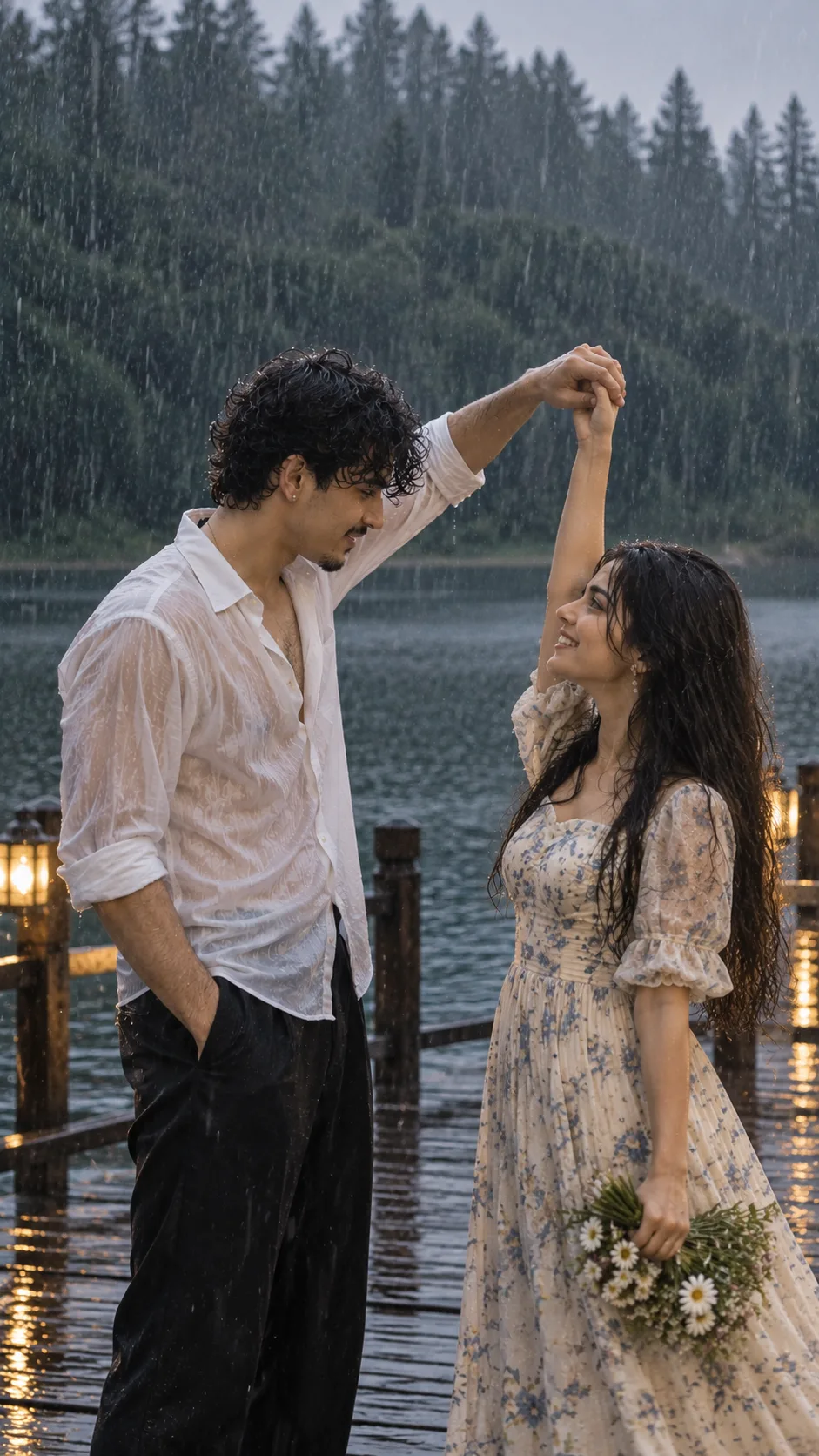 Ultra realistic cinematic portrait of a young romantic couple
