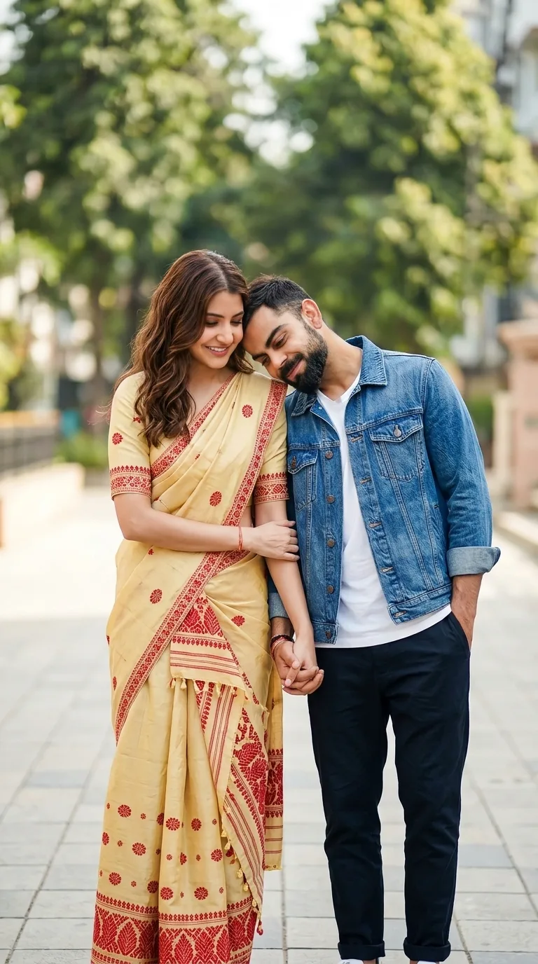 💛🌿 Romantic Couple Photography – Assamese Traditional Look, Soft Bokeh & Natural Light