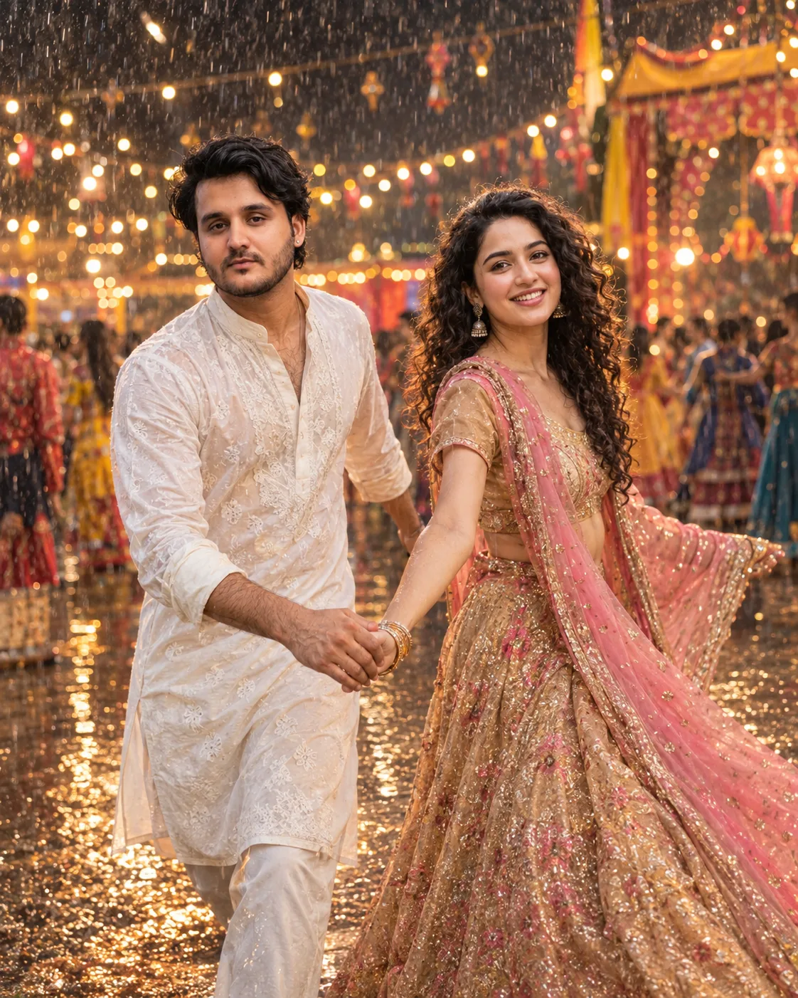 Dandiya Couple Pose