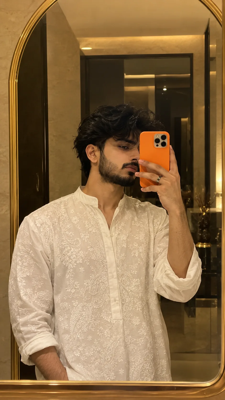 Ultra photorealistic luxury mirror selfie