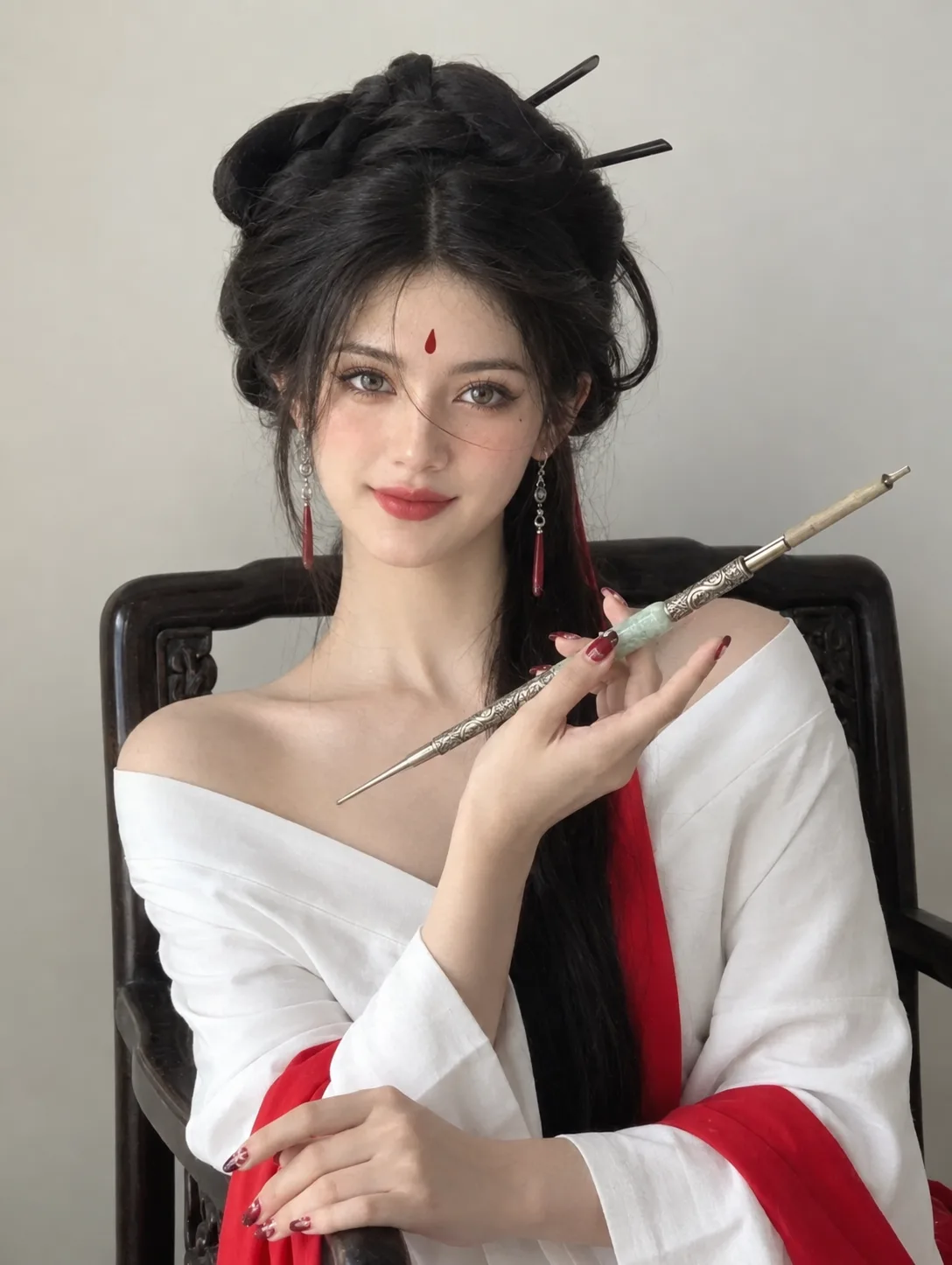 Elegant Traditional White & Red Portrait