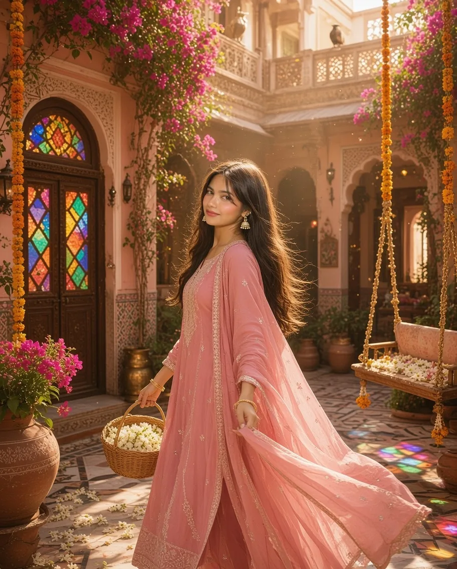 The Sunlit Haveli Courtyard