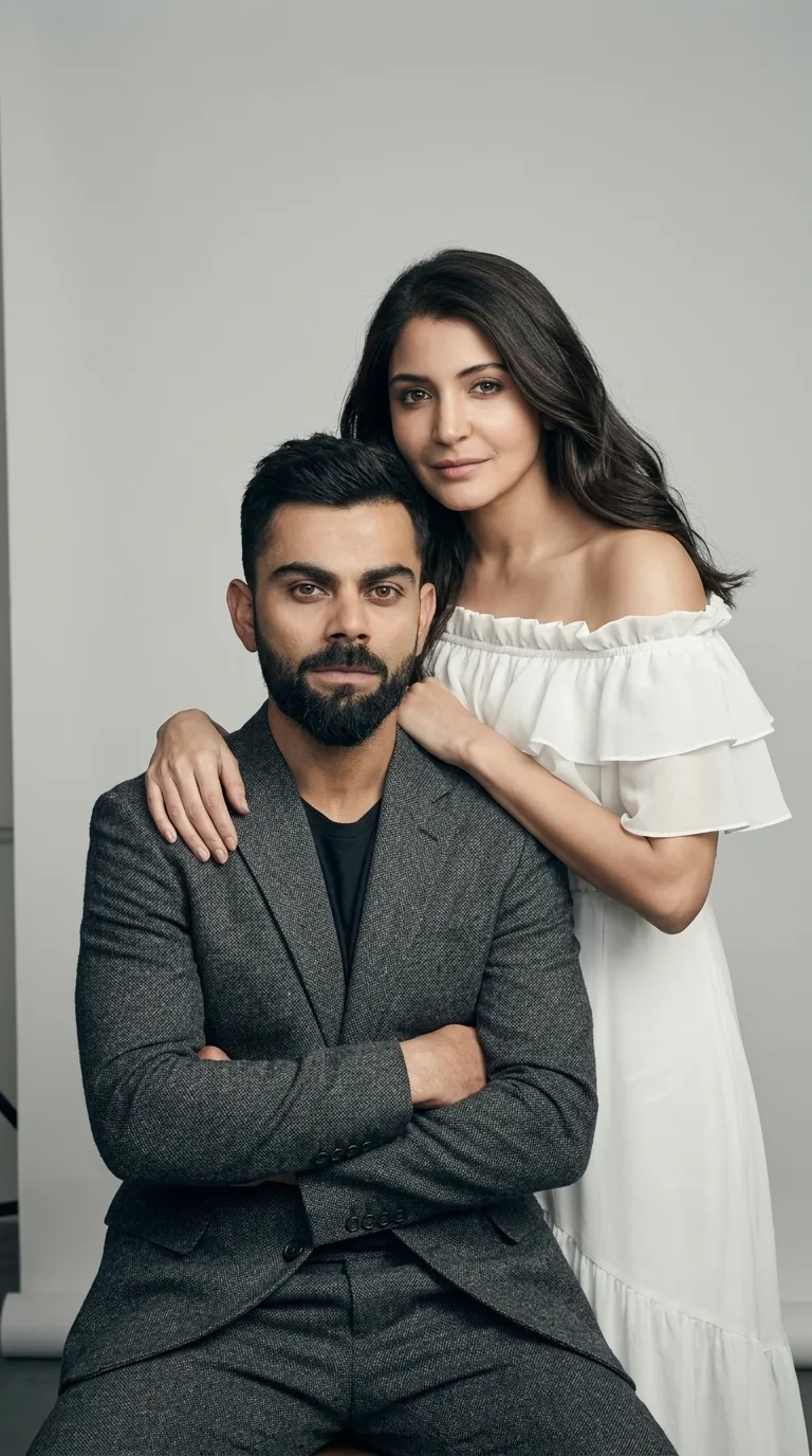 🤍✨ Elegant Couple Photography – Minimalist Studio Pre-Wedding Portrait