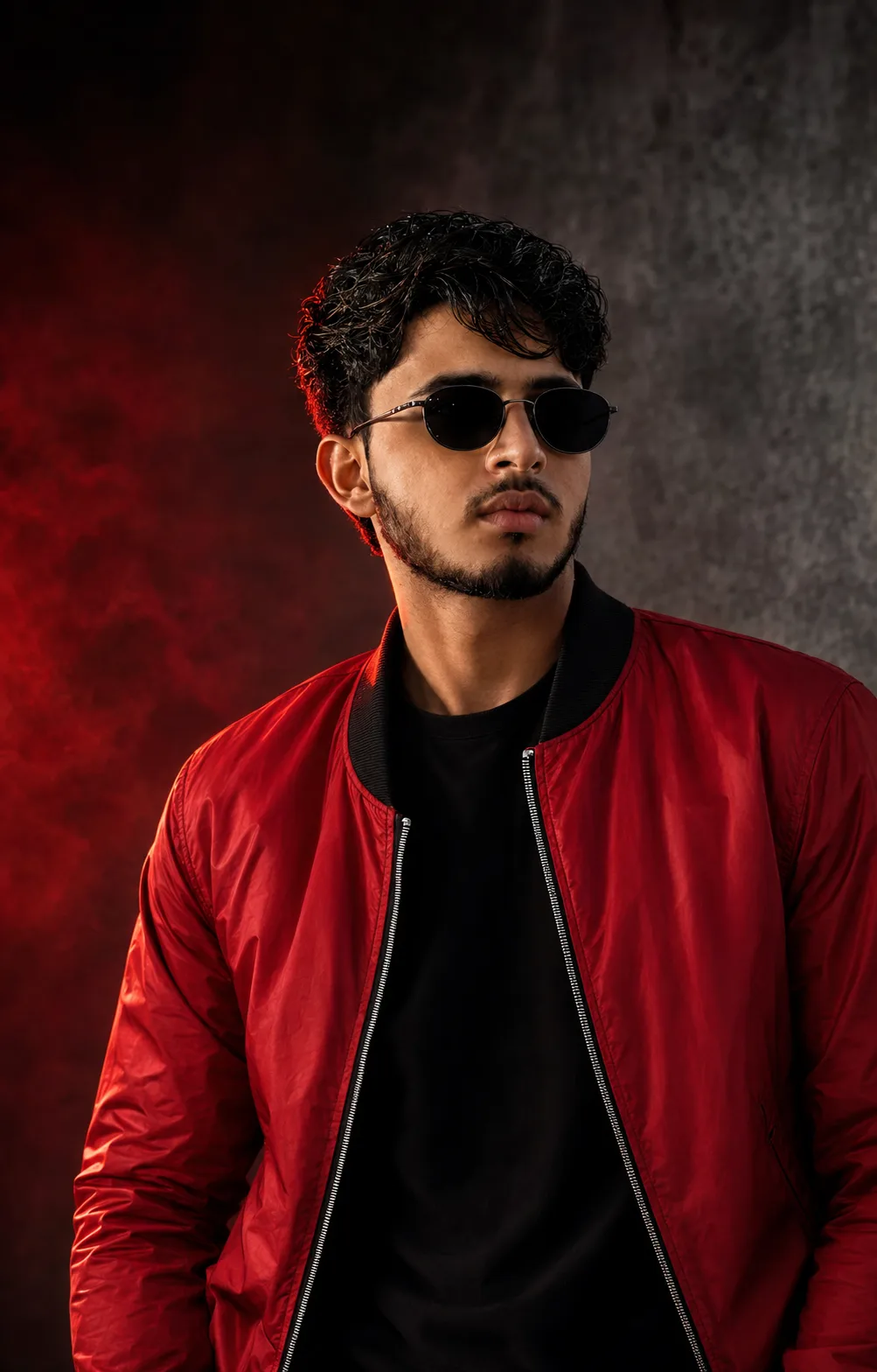 Red Rebel – Black Shades Cinematic Portrait