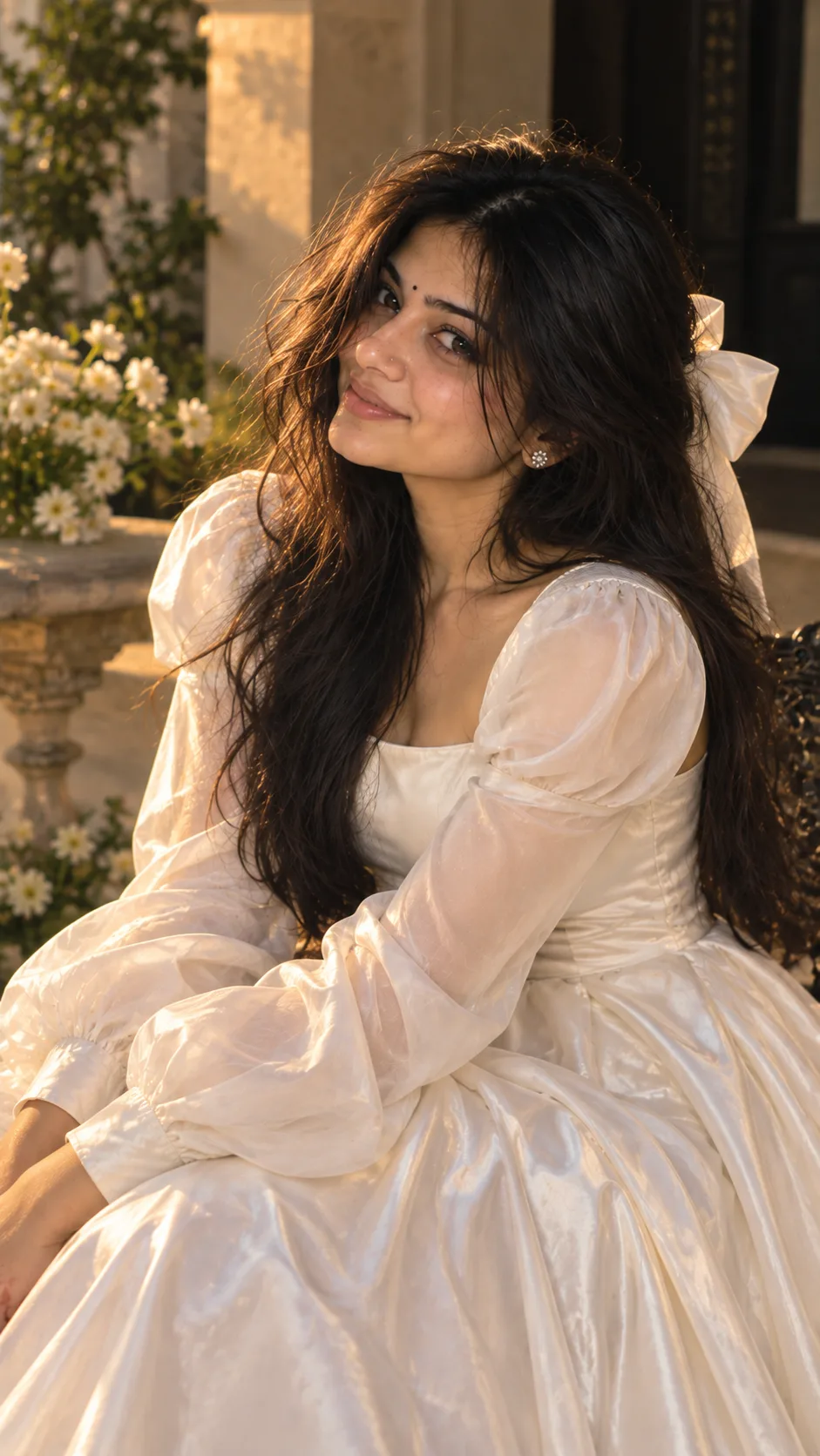White Dress Beautiful Girls Prompt