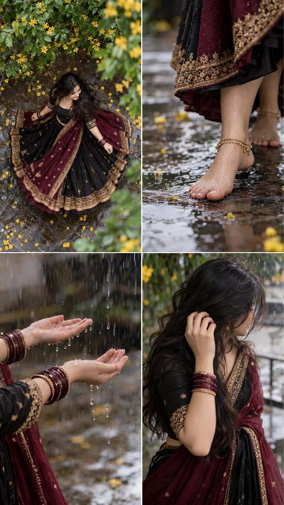 Cinematic Top-Angle & Close-Up 4 panel image (Vertical 9:16 Aspect Ratio)