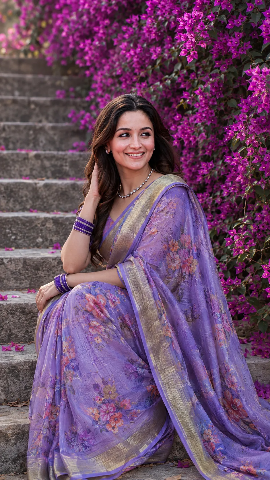 GIRLS IN PURPLE SAREE PORTRAIT