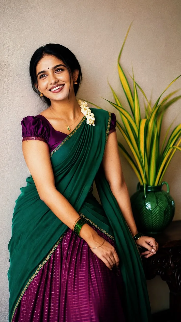 Traditional Half Saree Festive Grace Portrait