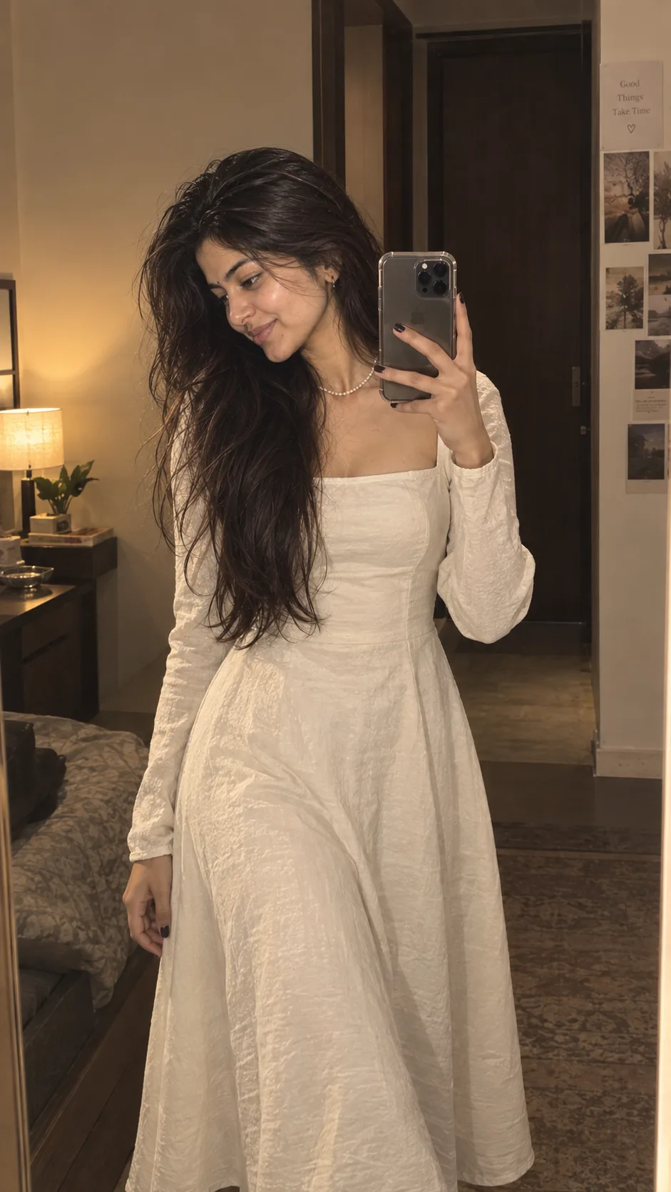 White Dress Mirror Selfie