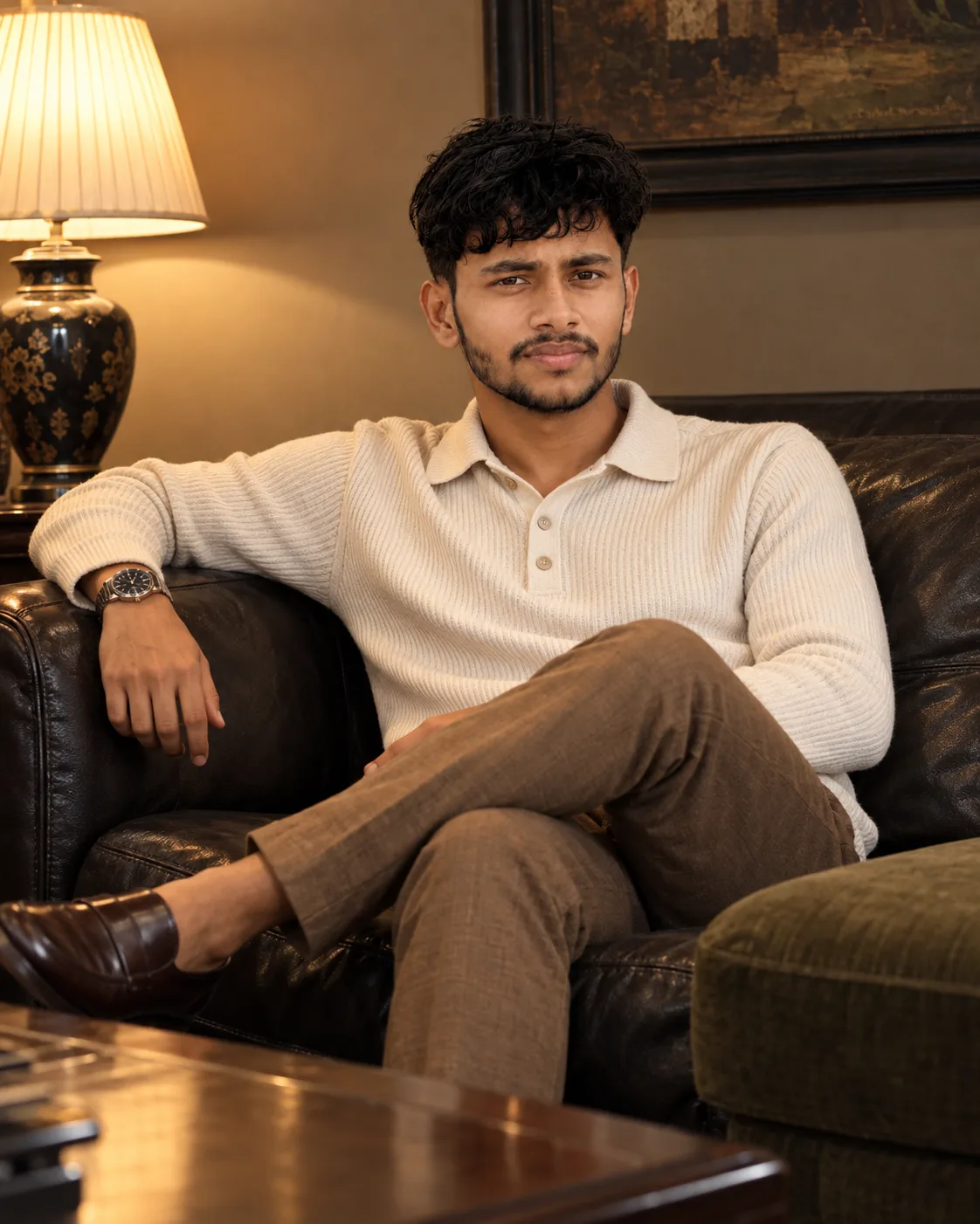 Cozy Luxury Living Room Portrait —