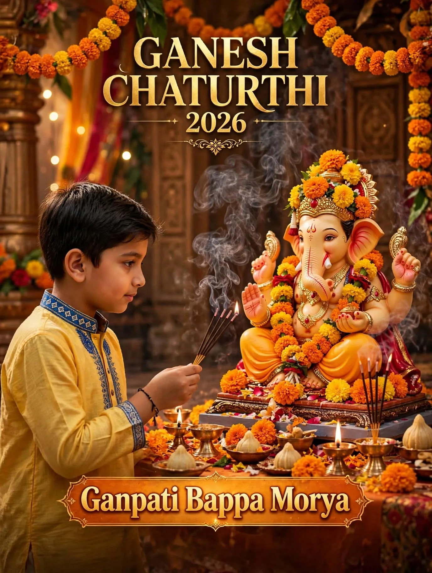 Ganesh Chaturthi 2026 - Ganpati Bappa Morya Festive Poster