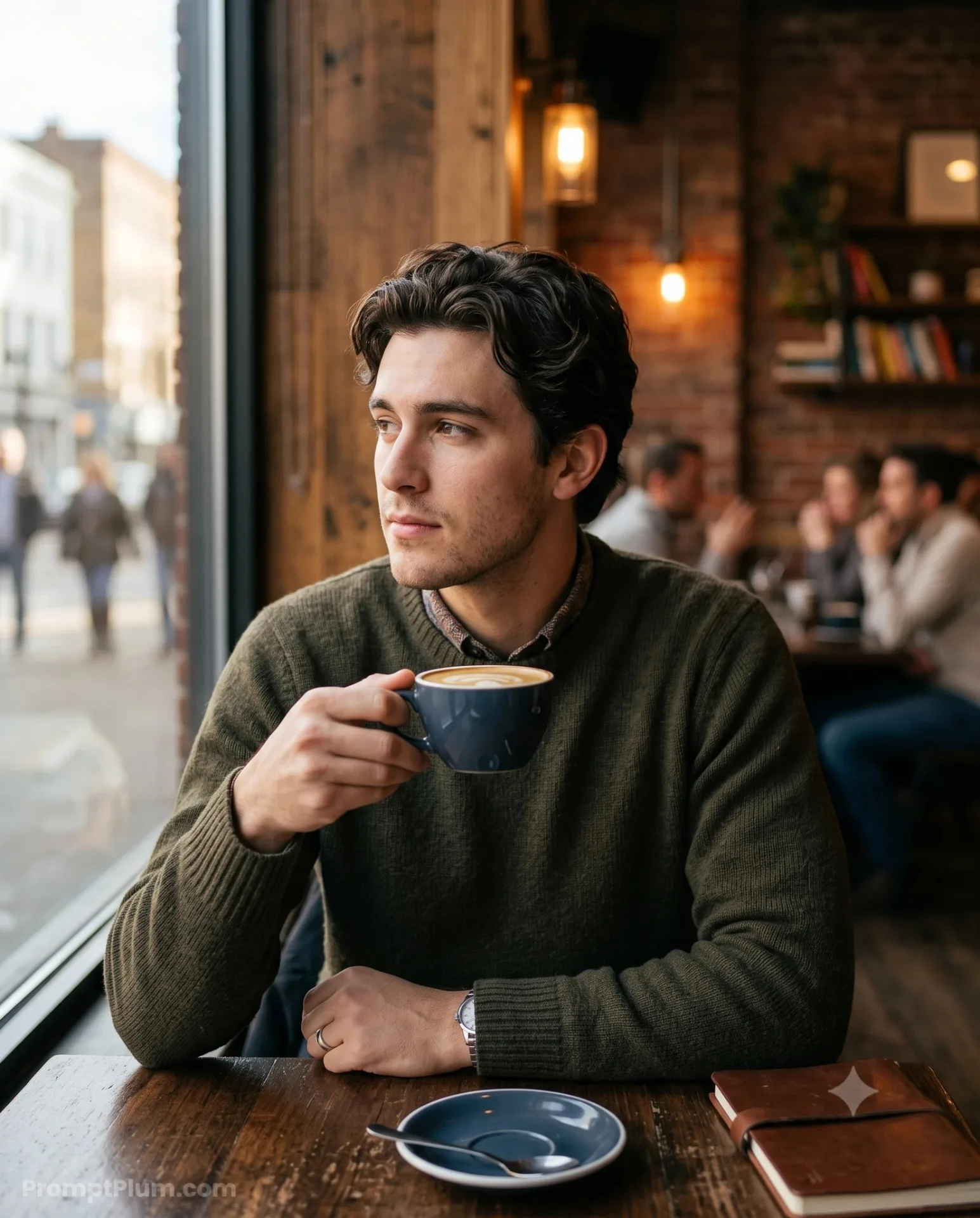 Morning Coffee in a Warm Cafe.