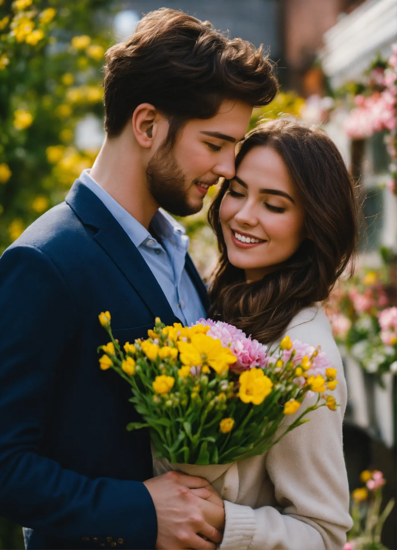 Romantic Flower Bouquet Moment