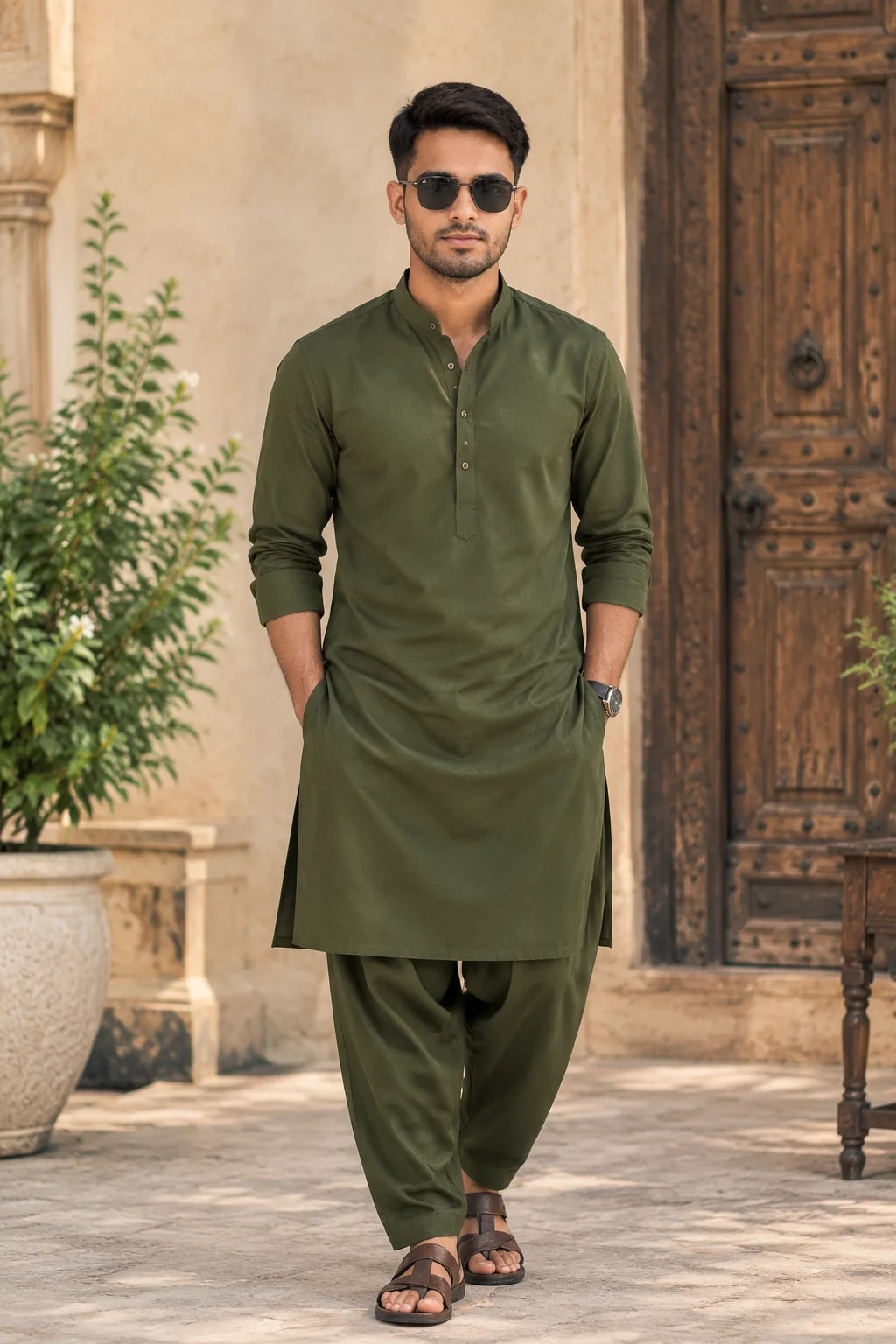 Stylish Olive Green Kurta Look 😎✨