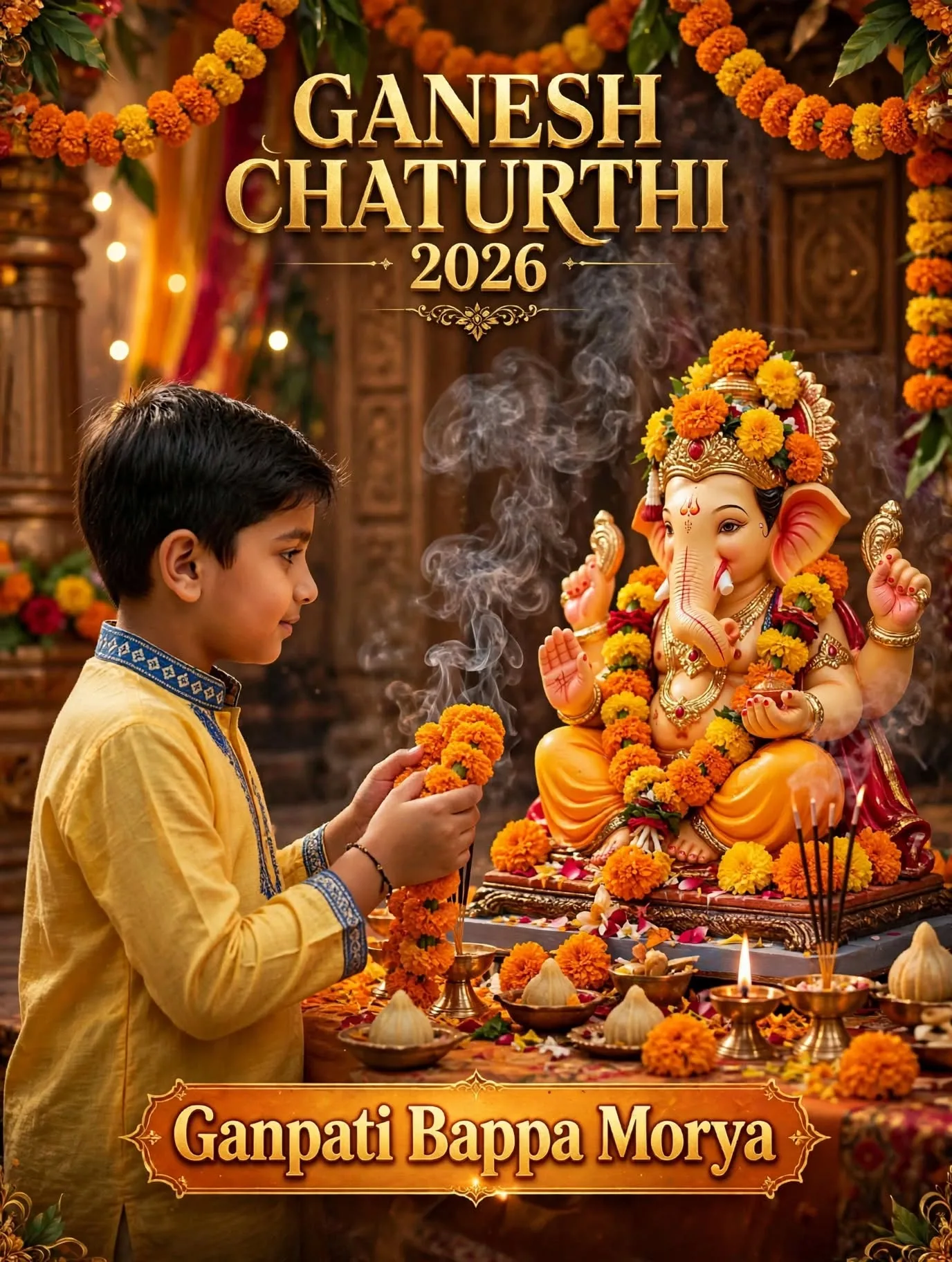 Ganesh Chaturthi 2026 - Ganpati Bappa Morya Festive Poster