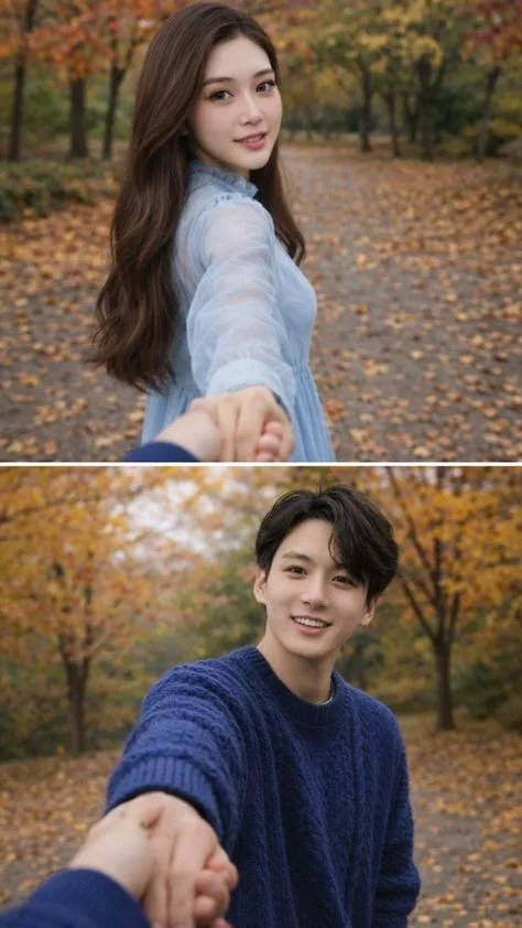 Follow Me to Autumn: A 2-Panel Romantic Journey