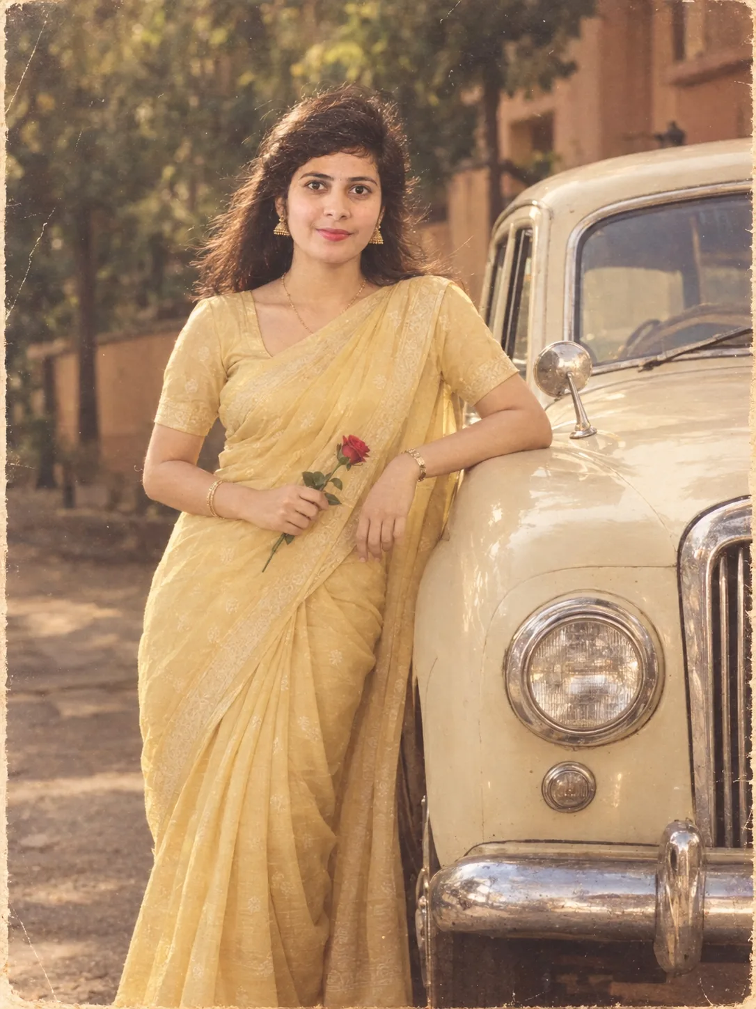 vintage 1990s Indian car portrait