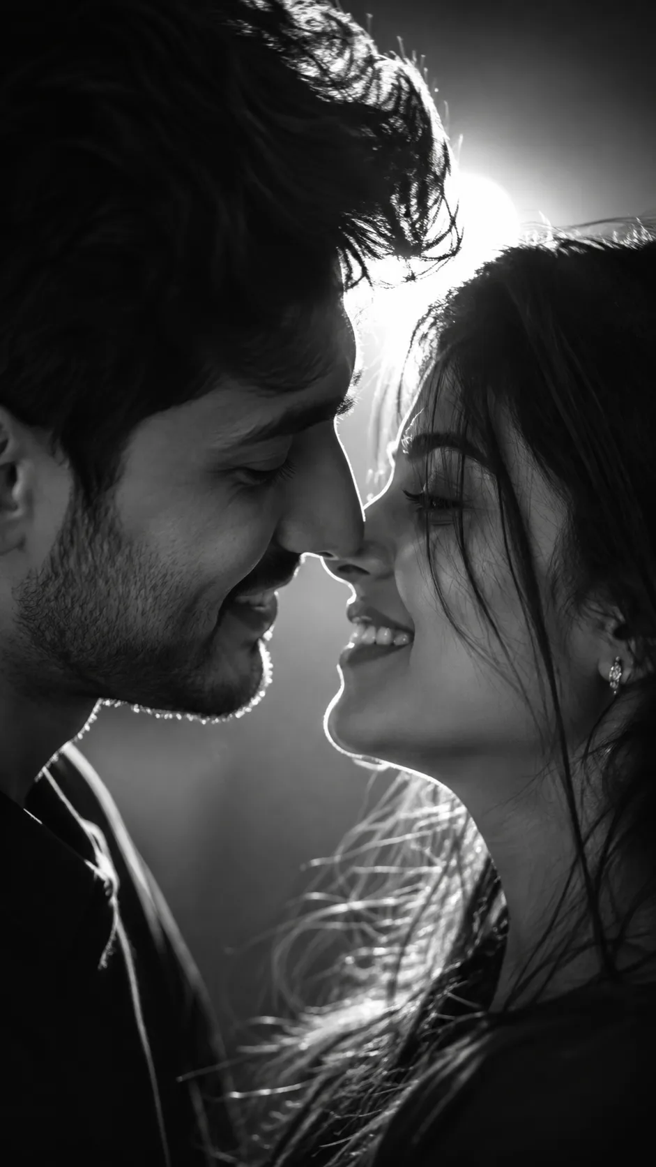 Ultra realistic black and white cinematic portrait of a young Couple