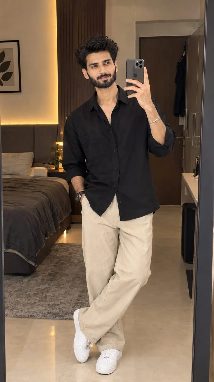 mirror selfie of a stylish.