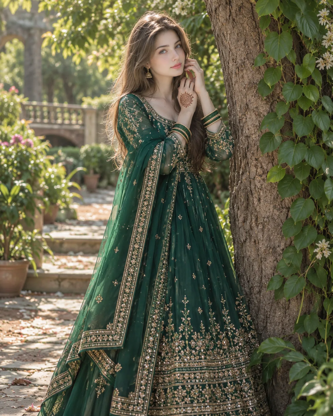 Garden Elegance — Traditional Indian Fashion Portrait