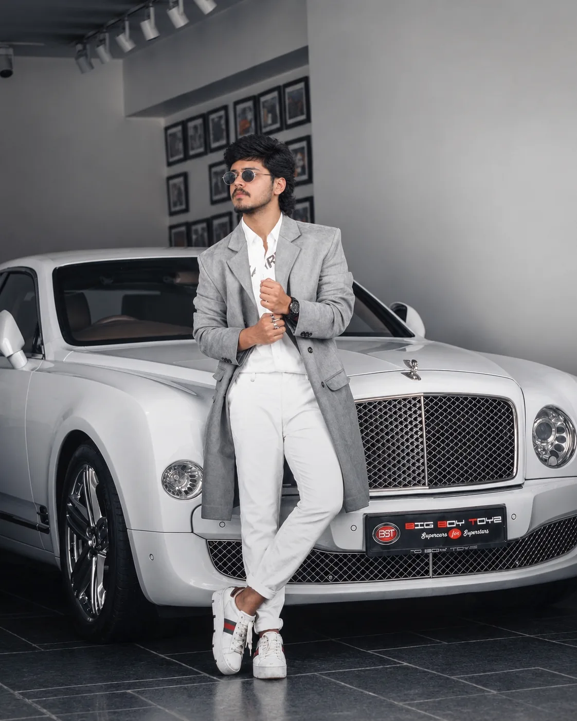 Luxury Gentleman – Classic White Car Fashion Portrait