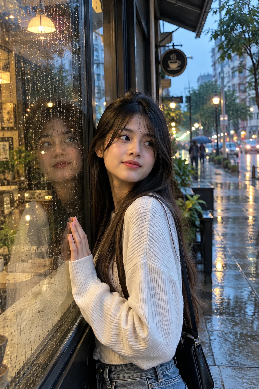 Rainy Window Reflection — Natural Street Photography