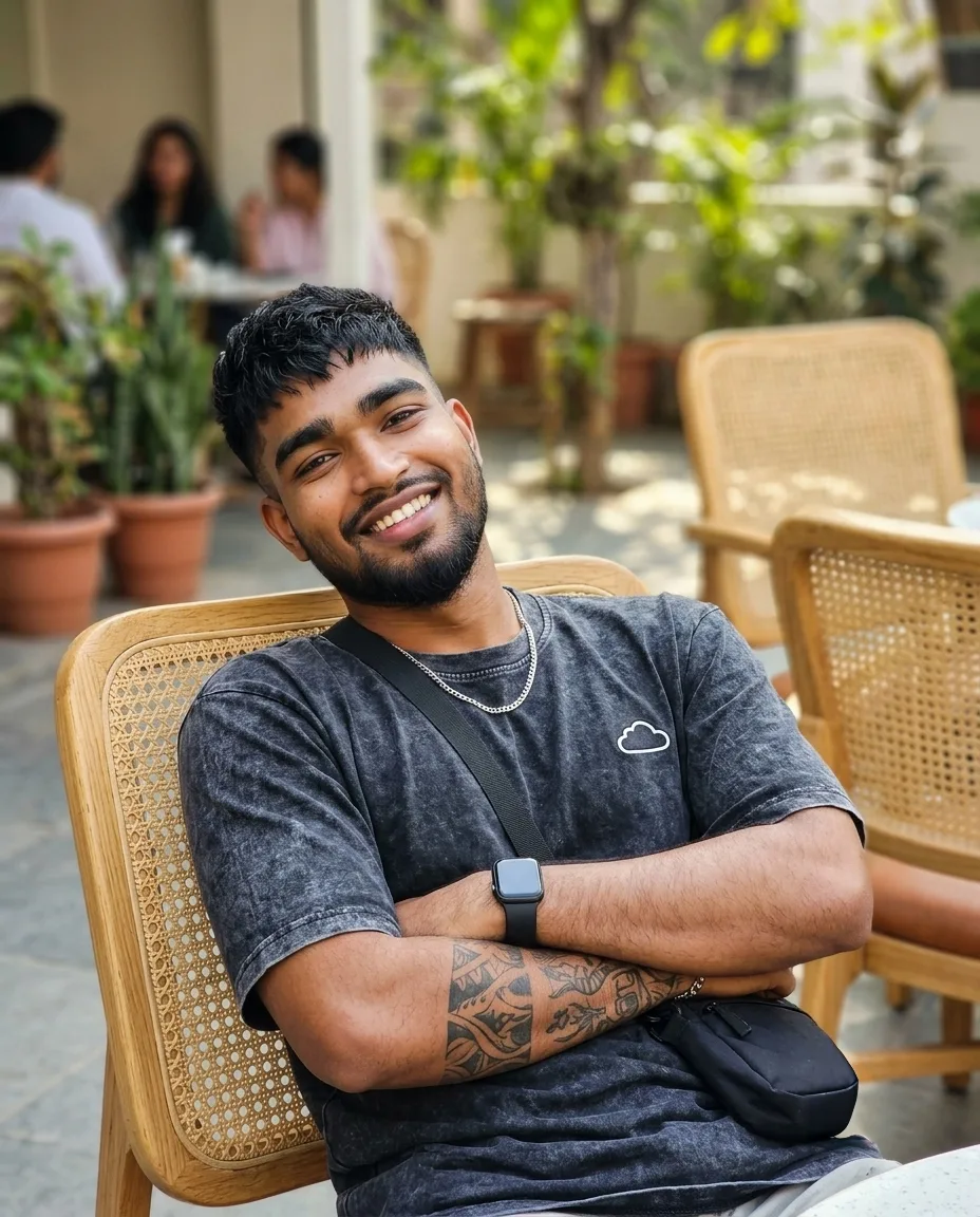 Relaxed Patio Cafe Lifestyle Portrait