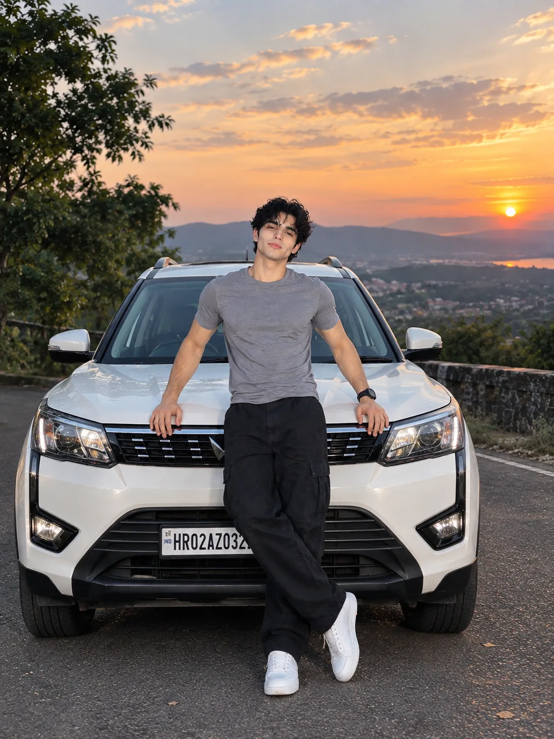 Luxury SUV Sunset Pose – Cinematic Realistic Portrait