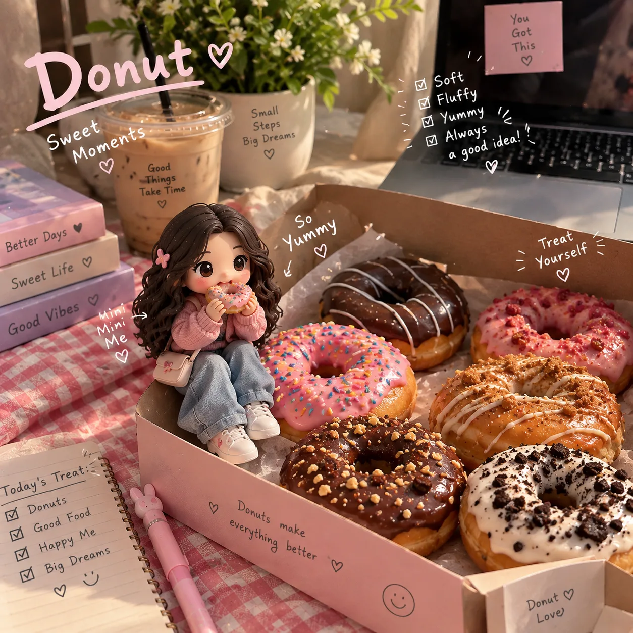 Donut Treat Time — Mini Person UGC Food Photography