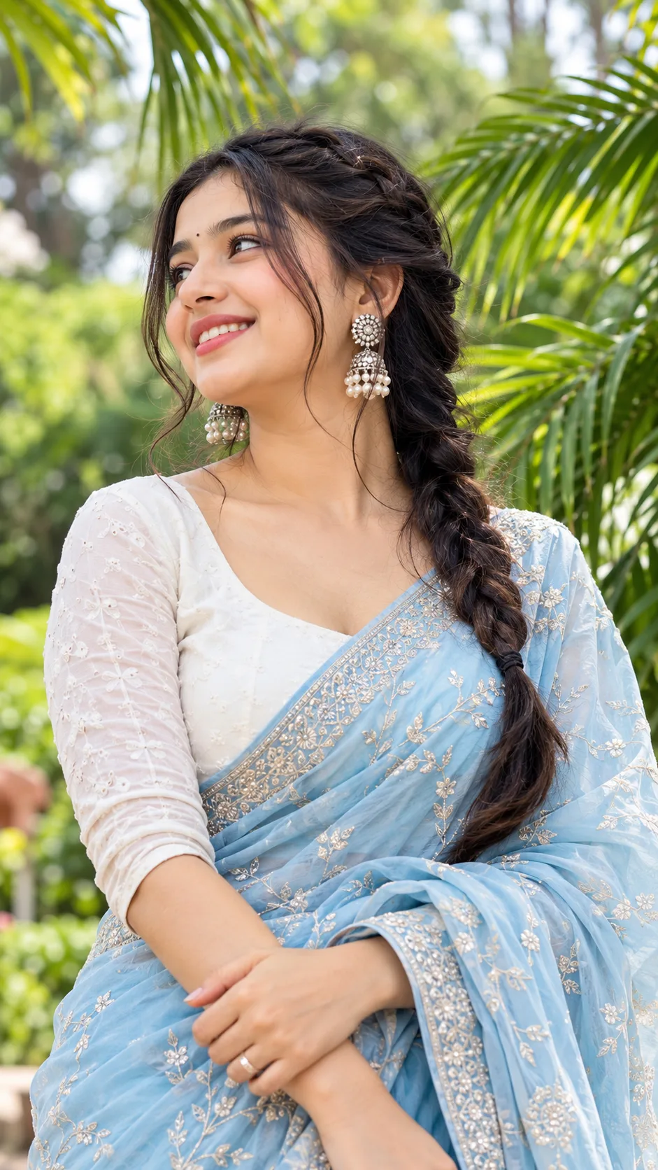 Elegant Blue Saree Look | Traditional Indian  Fashion Aesthetic