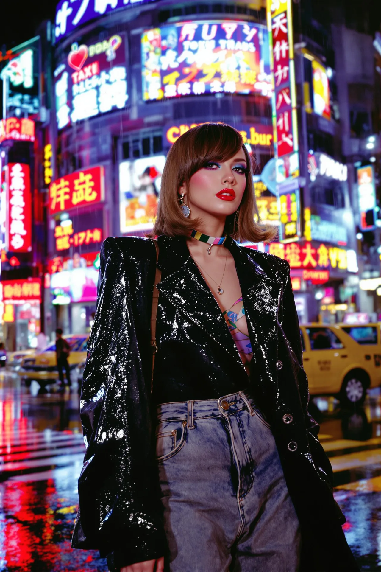 Neon Nights in Tokyo: Glamorous Portrait in Shinjuku