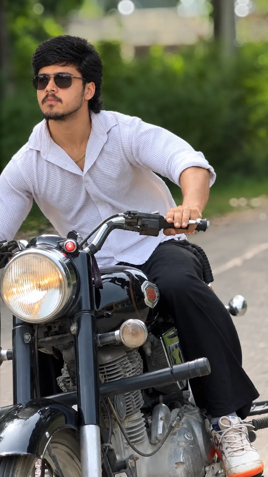 : Stylish Motorcycle Rider Portrait