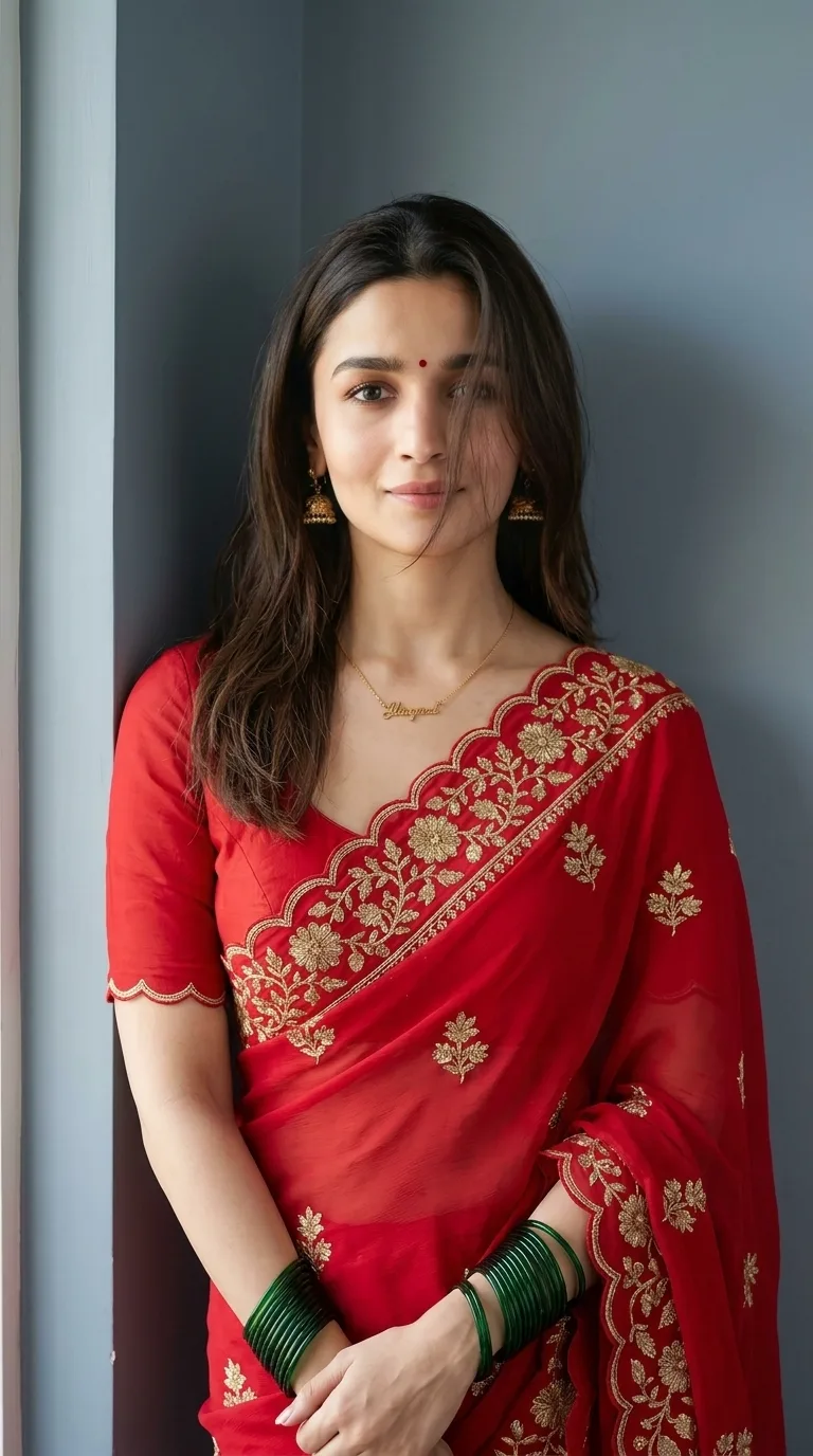 GIRL BEAUTIFUL RED SAARI PROMPT