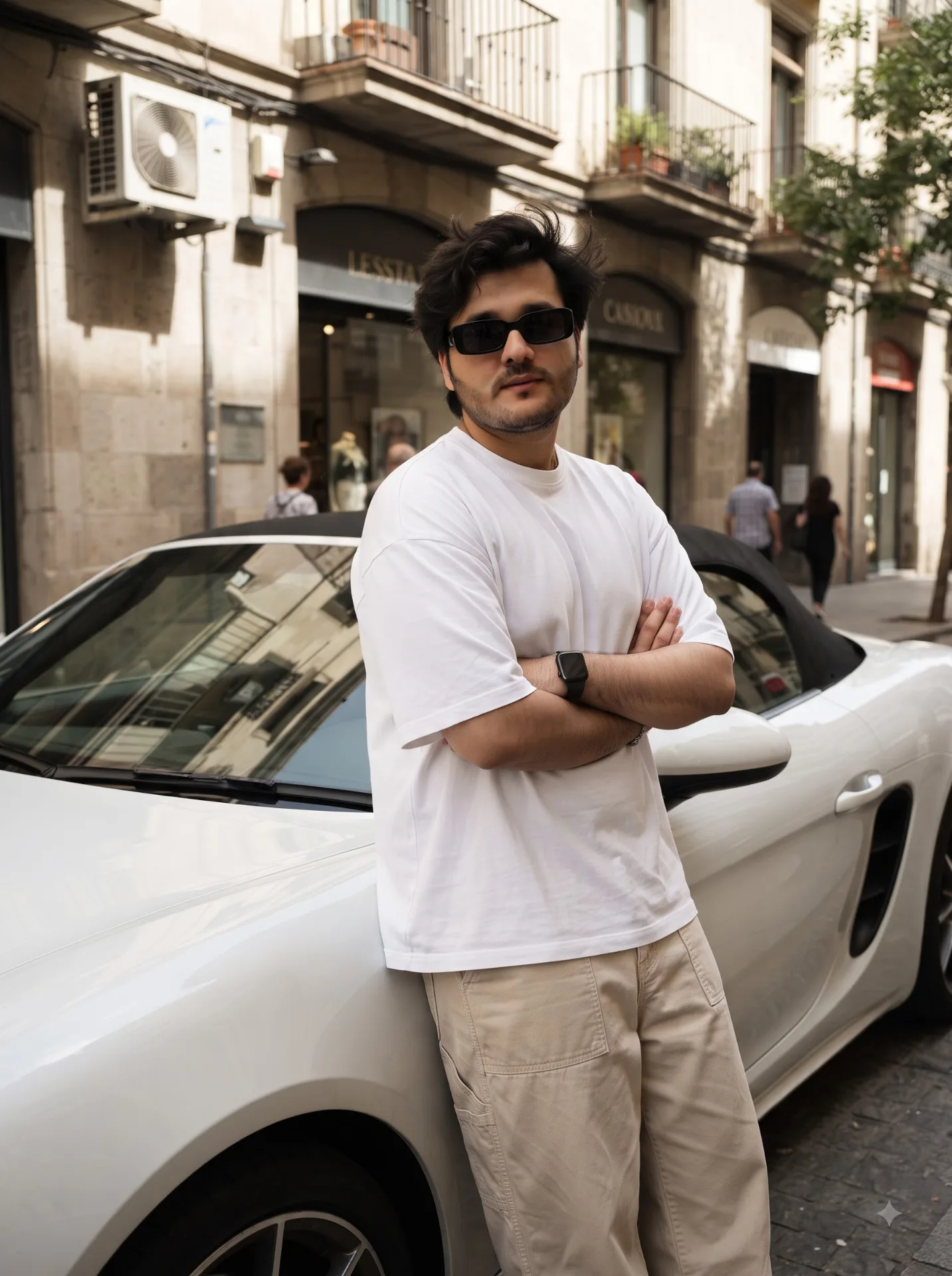 Premium Cinematic Street-style Automotive Fashion Photograph - Ai Prompt