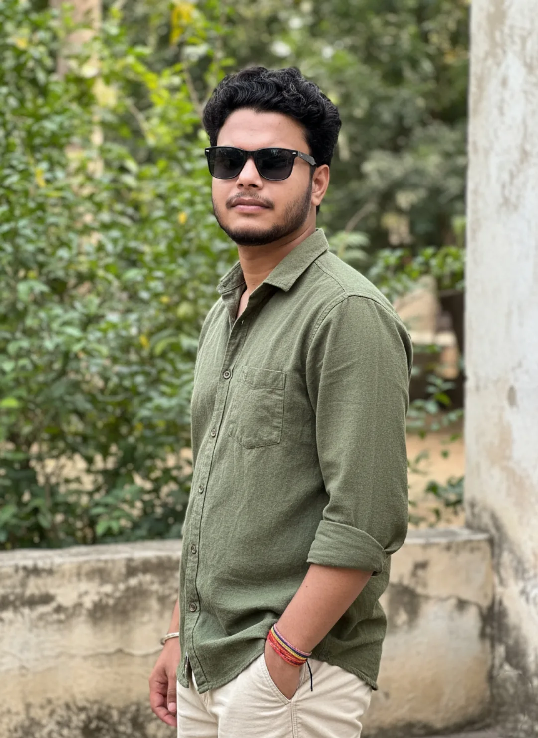 Casual Green Shirt Portrait**