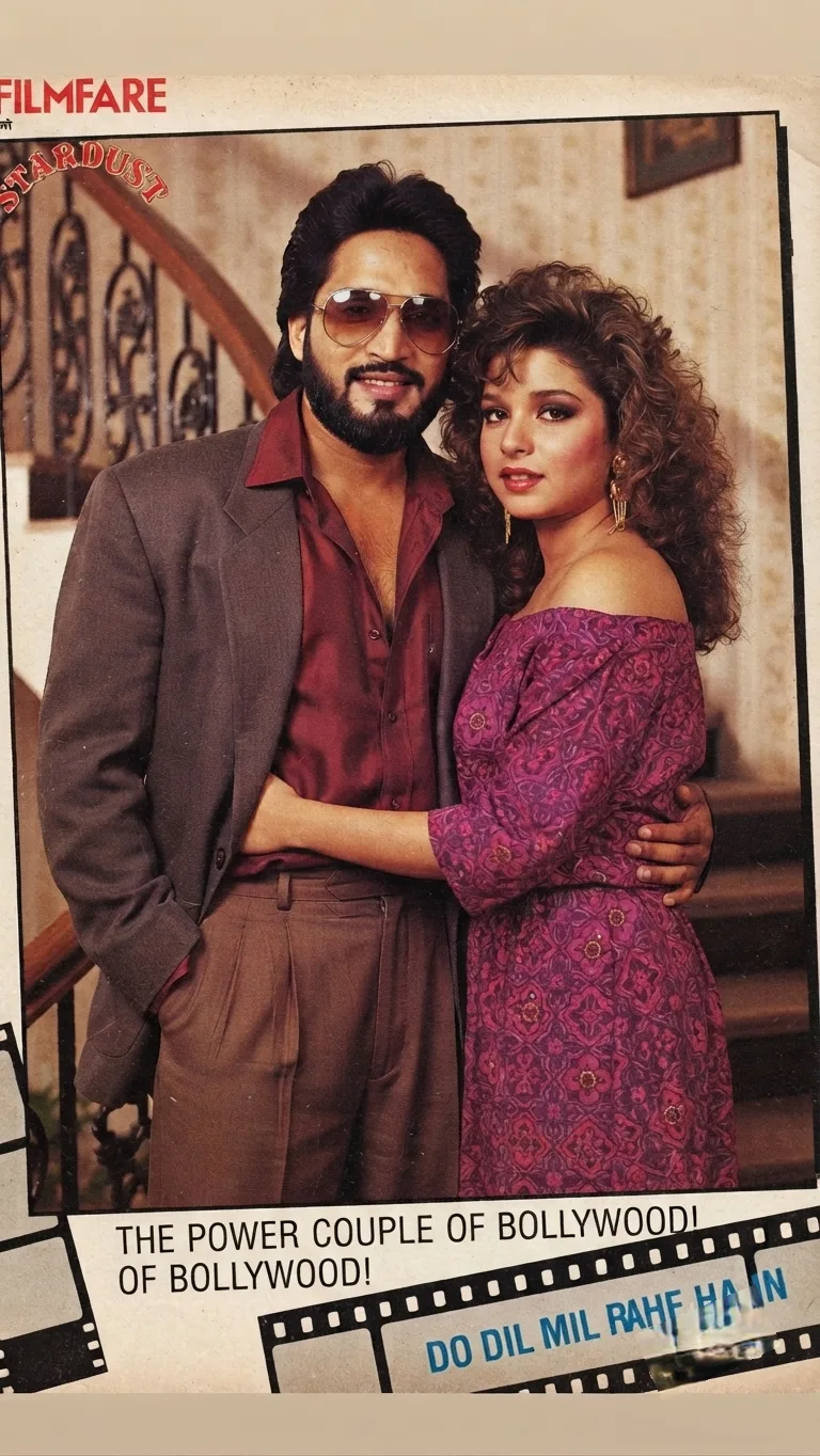Retro- style vintage magazine portrait couple posing