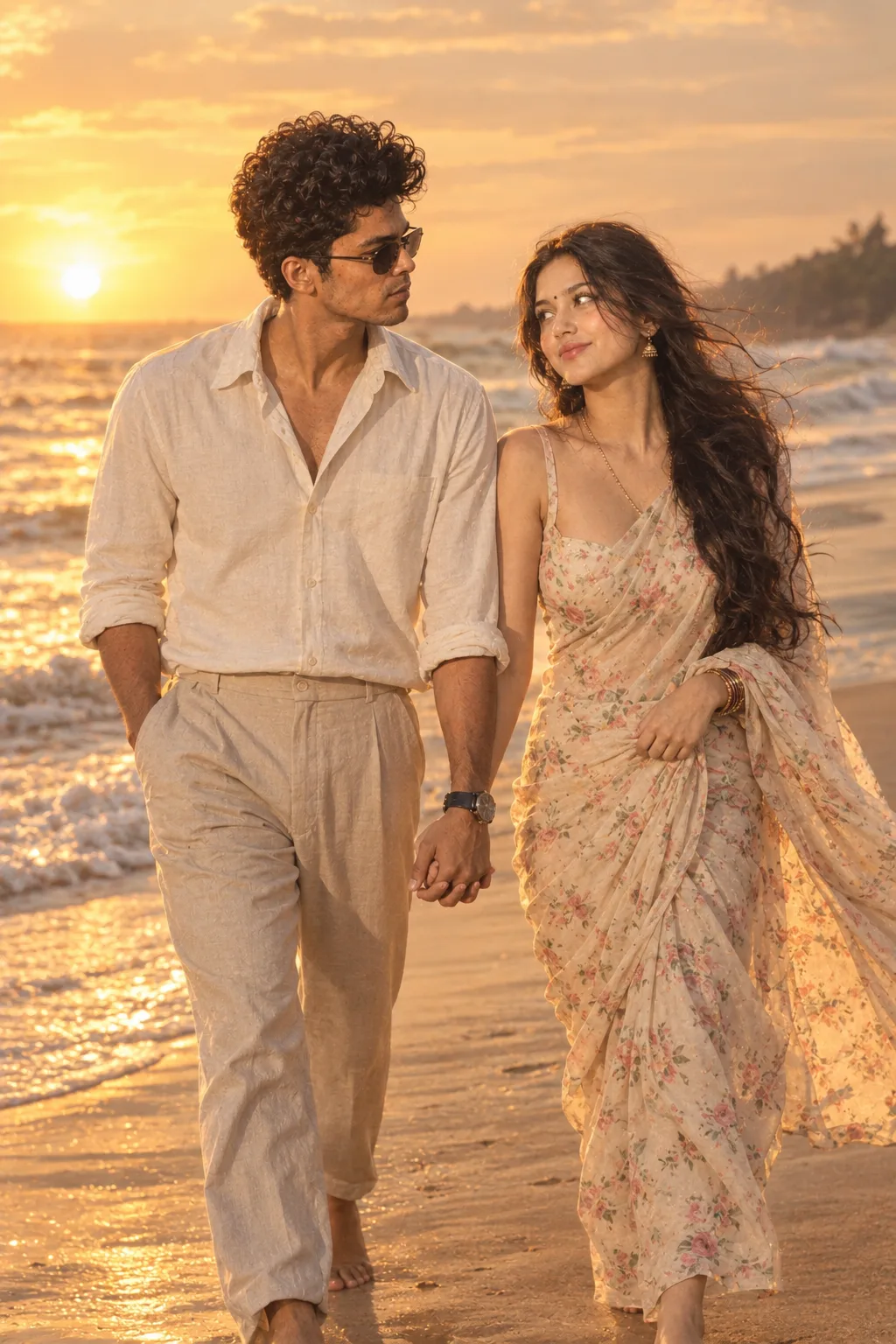 Create a realistic romantic couple portrait