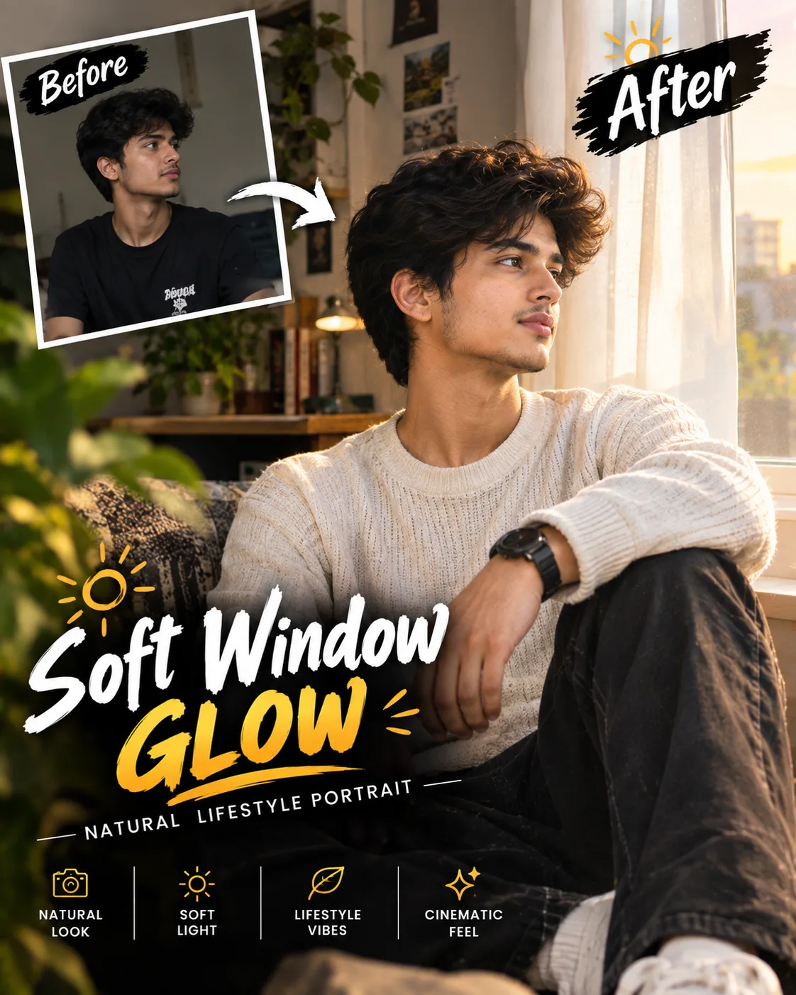 Soft Window Glow ☀️ | Natural Lifestyle Portrait