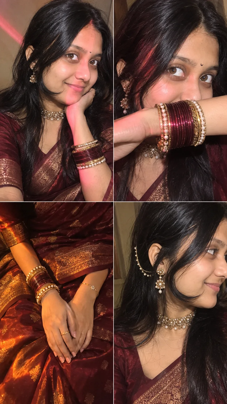 Maroon Saree Elegance | Natural iPhone Selfie Vibes ❤️