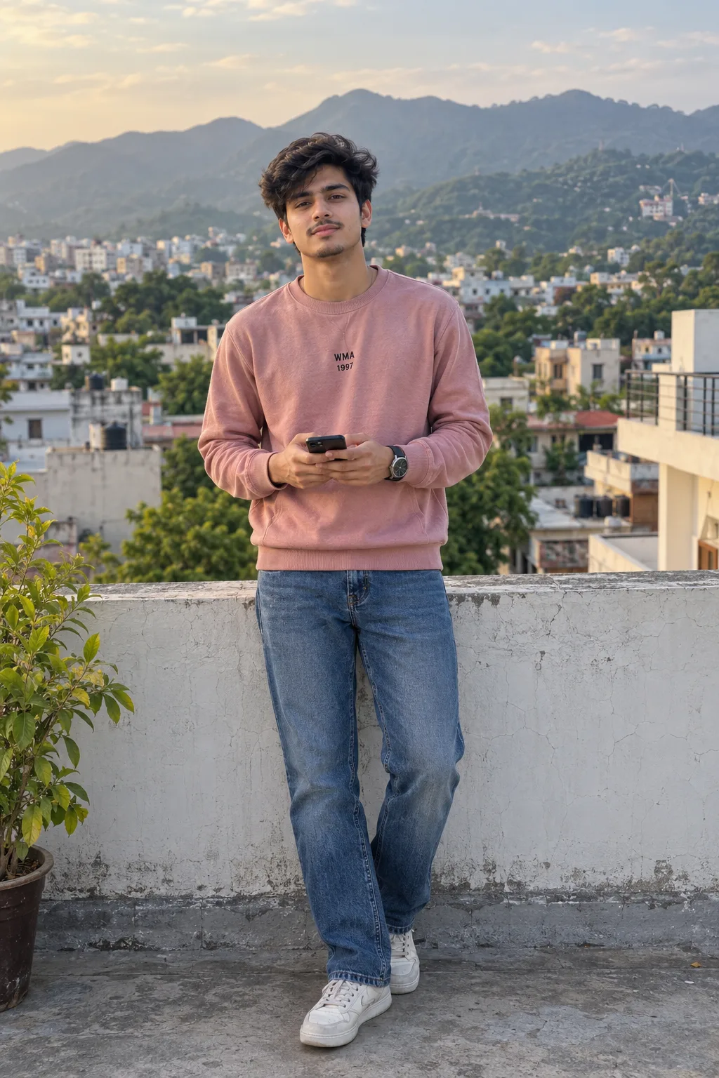 Cinematic Rooftop Portrait — Exact Prompt