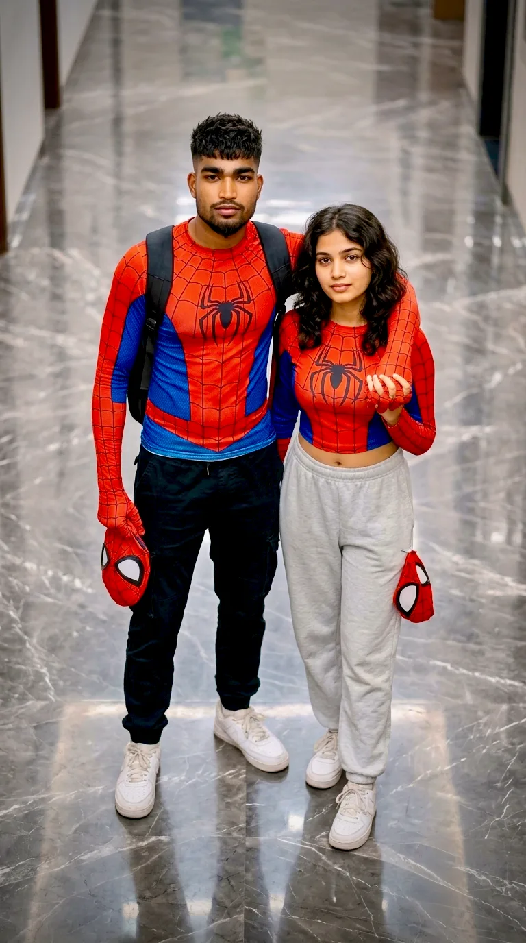 Cosplay Couple in Spider-Man Compression Shirts