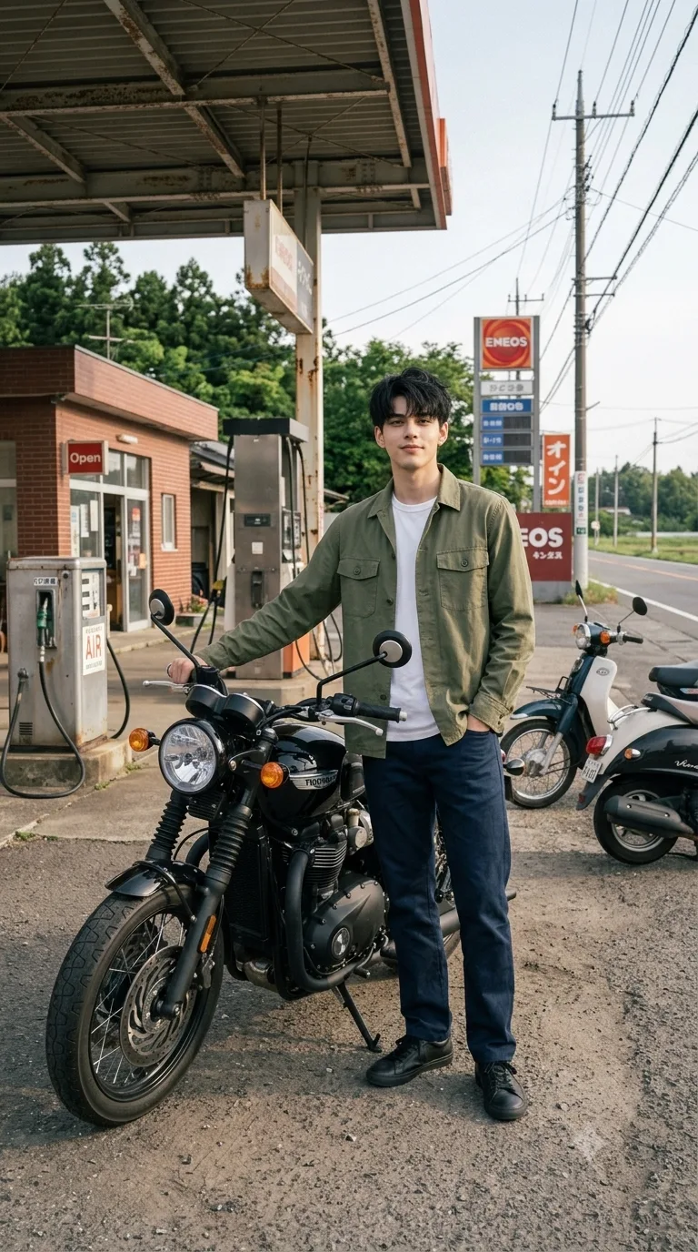 Realistic Boy with Motorcycle
