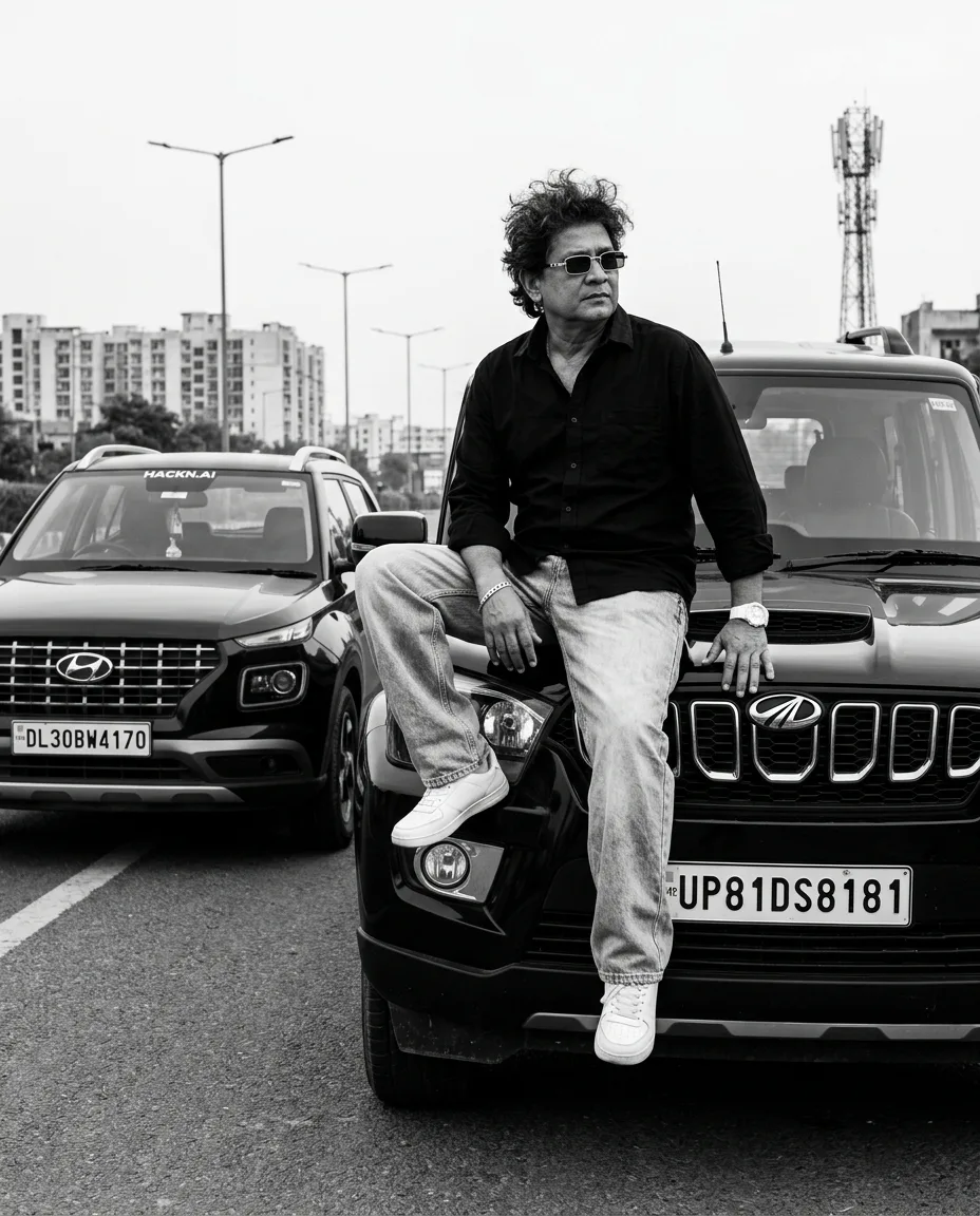 Black & White Cinematic Urban Car Portrait