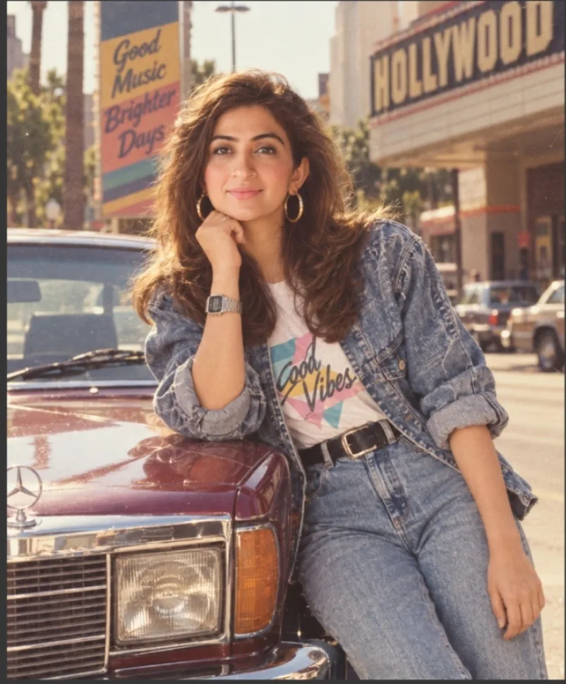Retro 1980s Vintage Denim Hollywood Street Style