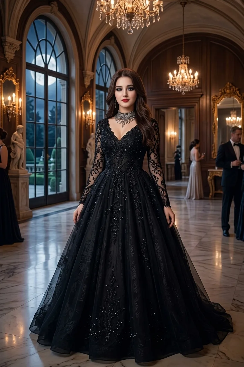 Black Princess Gown Ballroom Portrait