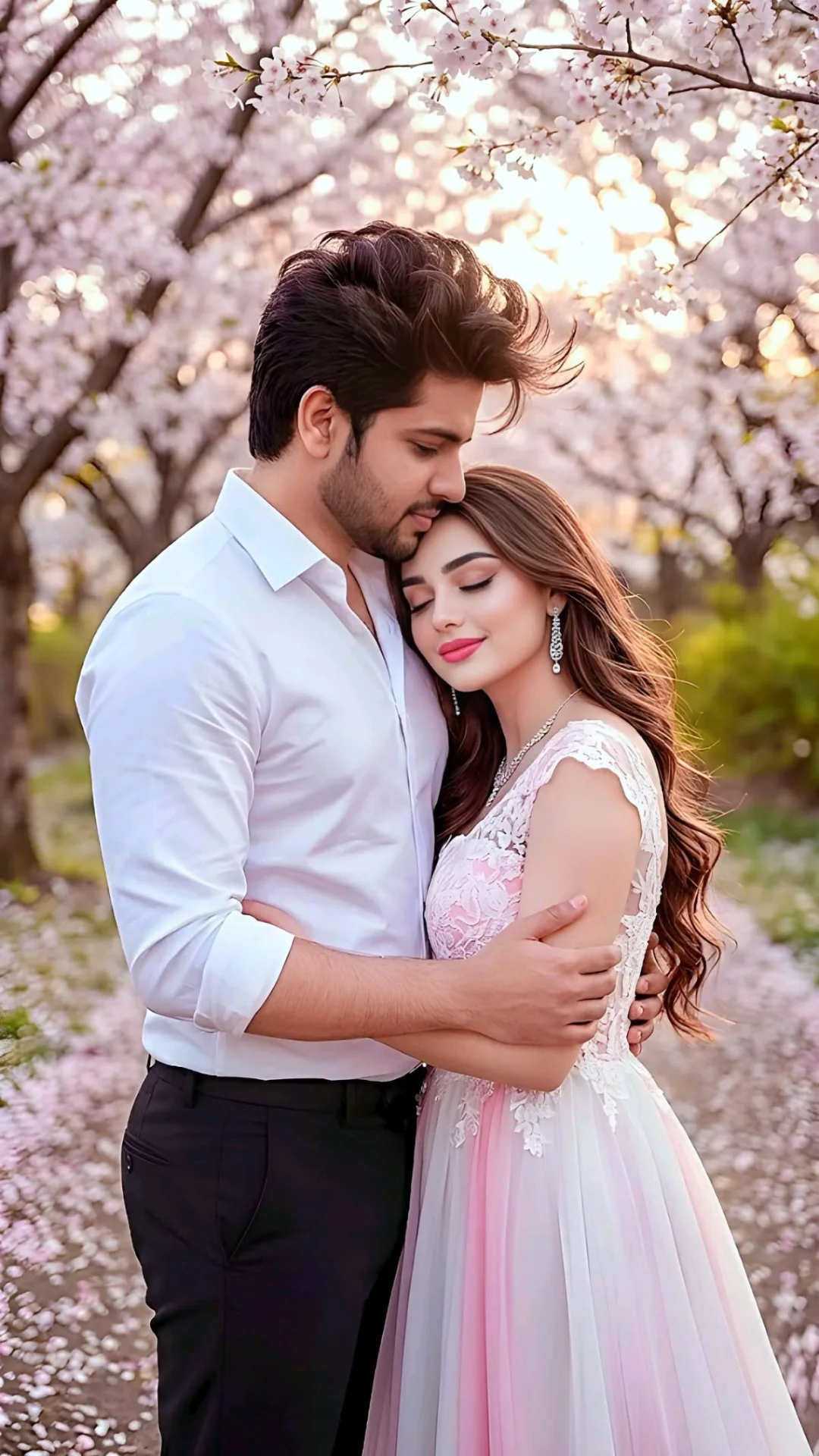 Cherry Blossom Romantic Embrace