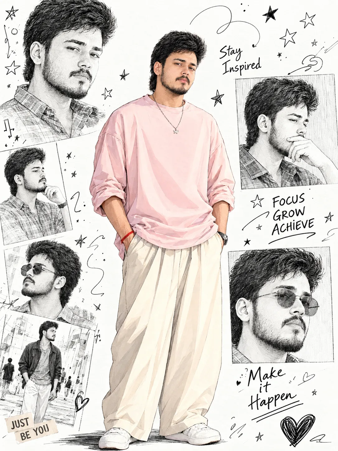 Stay Inspired – Artistic Fashion Sketch Collage