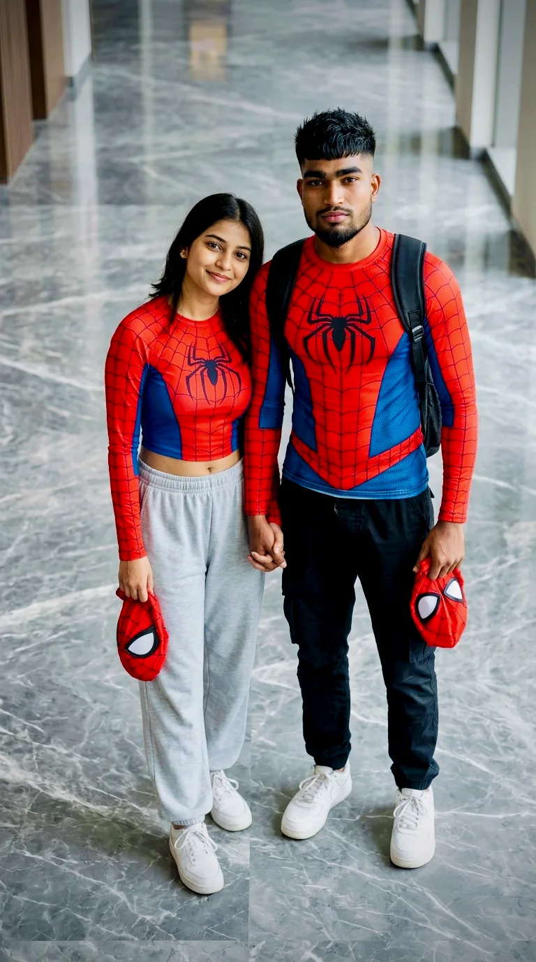Cosplay Couple in Spider-Man Compression Shirts