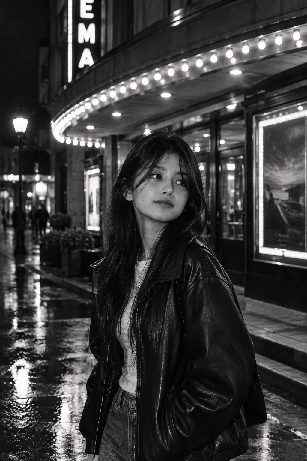 Midnight Cinema — Black & White Portrait