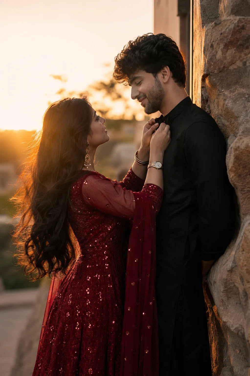 Romantic portrait of a young couple